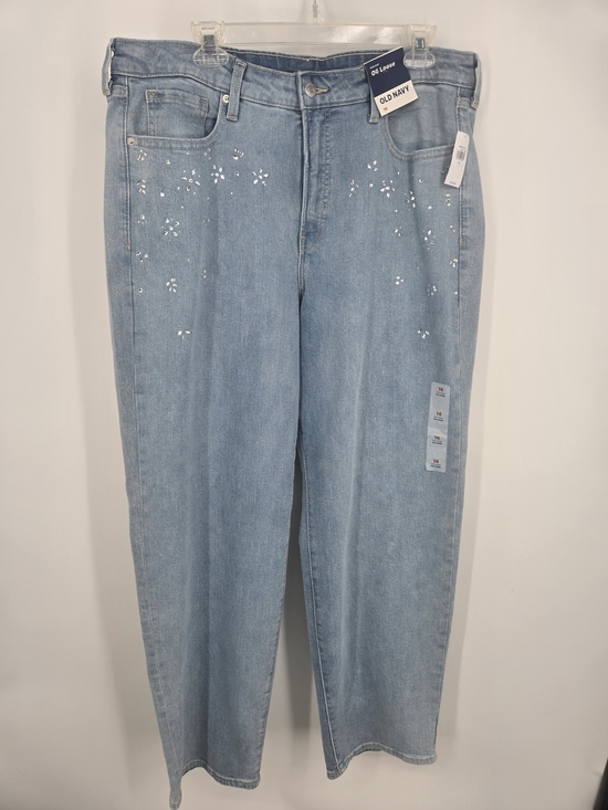 Old Navy Denim - Old Navy Light Blue High Rise OG Loose Jeans Beaded Detail Size 16 NWT (6973)